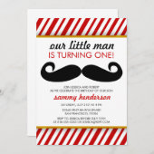 Invitation d'anniversaire Mustache Boy (Devant / Derrière)