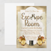 Invitation d'anniversaire mystère de salle d'évasi (Devant / Derrière)