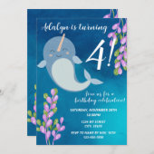 Invitation d'anniversaire Narwhal (Devant / Derrière)