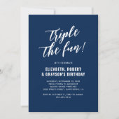 Invitation d'anniversaire Navy Triple Fun (Devant)