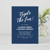 Invitation d'anniversaire Navy Triple Fun (Debout devant)