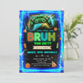 Invitation d'anniversaire néon Bruh (Debout devant)