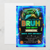 Invitation d'anniversaire néon Bruh (Devant / Derrière)