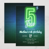 Invitation d'anniversaire néon cinquième (Devant / Derrière)