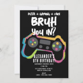 Invitation d'anniversaire néon de jeu pour adolesc (Devant)