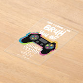 Invitation d'anniversaire néon de jeu vidéo pour a (Poser)