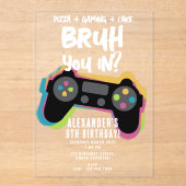 Invitation d'anniversaire néon de jeu vidéo pour a (Recto)