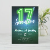Invitation d'anniversaire néon dix-septième (Debout devant)