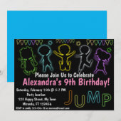 Invitation d'anniversaire Neon Jump (Devant / Derrière)