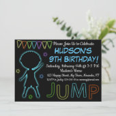Invitation d'anniversaire Neon Jump (Debout devant)