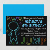 Invitation d'anniversaire Neon Jump (Devant / Derrière)