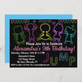 Invitation d'anniversaire Neon Jump (Devant / Derrière)