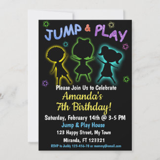 Invitation d'anniversaire Neon Jump and Play