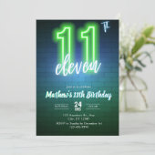 Invitation d'anniversaire néon onzième (Debout devant)