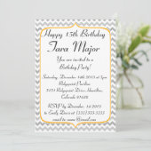 Invitation d'anniversaire Neon Orange et Grey Chev (Debout devant)