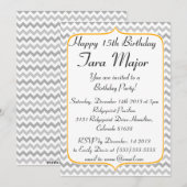 Invitation d'anniversaire Neon Orange et Grey Chev (Devant / Derrière)