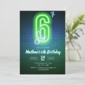 Invitation d'anniversaire néon sixième (Debout devant)