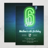 Invitation d'anniversaire néon sixième (Devant / Derrière)