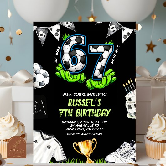 Invitation d'anniversaire Neon Soccer 67