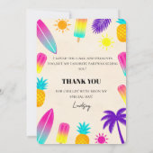 Invitation d'anniversaire néon tropicale de plage (Dos)