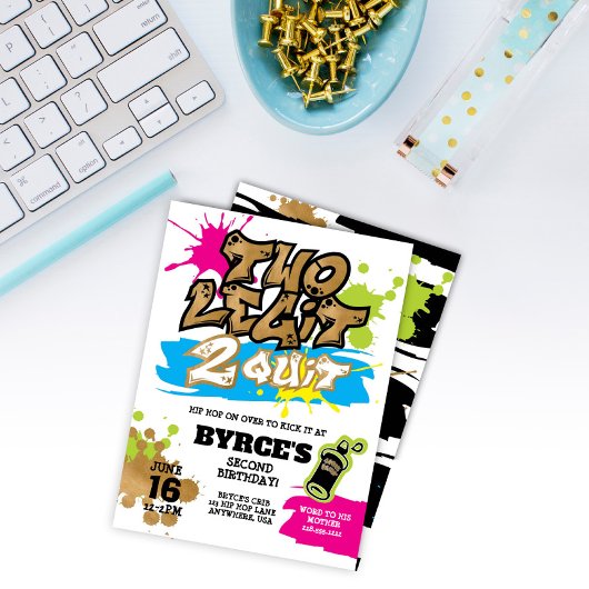 Invitation d'anniversaire Neon Two Legit to Quit 2
