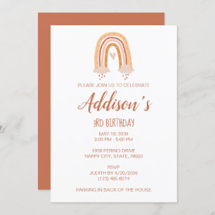 Invitation d'anniversaire Neutral Boho Rainbow