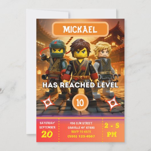 Invitation d'anniversaire Ninja (Devant)