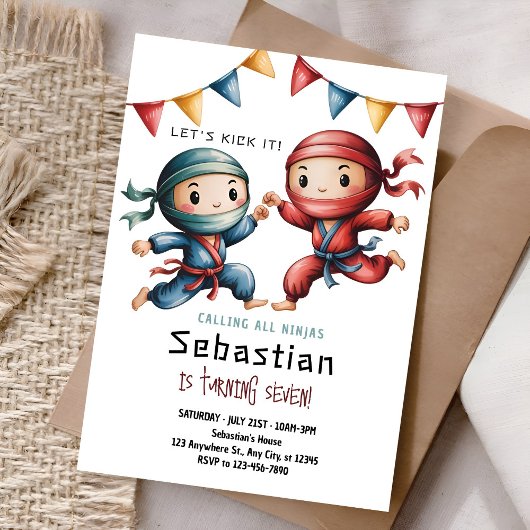 Invitation d'anniversaire Ninja commune | Fête de