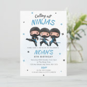 Invitation d'anniversaire Ninja - Fête de karaté b (Debout devant)