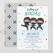 Invitation d'anniversaire Ninja - Fête de karaté b (Devant / Derrière)