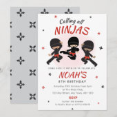 Invitation d'anniversaire Ninja - Fête de karaté r (Devant / Derrière)