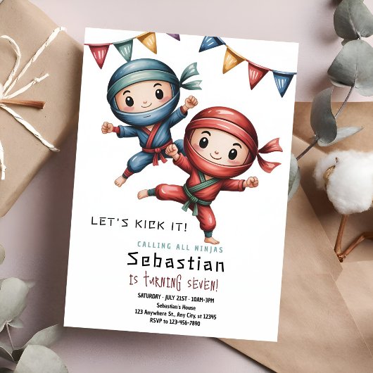 Invitation d'anniversaire Ninja Karaté