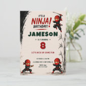 Invitation d'anniversaire Ninja Warrior (Debout devant)
