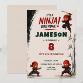 Invitation d'anniversaire Ninja Warrior (Devant / Derrière)