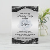 Invitation d'anniversaire noir et argent (Debout devant)