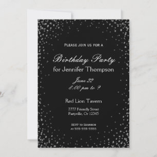 Invitation d'anniversaire   Noir et argent simples
