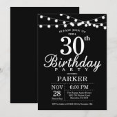 Invitation d'anniversaire Noir et blanc (Devant / Derrière)