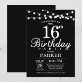 Invitation d'anniversaire Noir et blanc (Devant / Derrière)