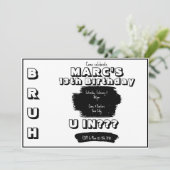 Invitation d'anniversaire noir et blanc (Debout devant)