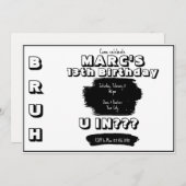 Invitation d'anniversaire noir et blanc (Devant / Derrière)