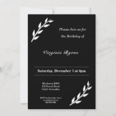 Invitation d'anniversaire noir et blanc avec ornem (Devant)