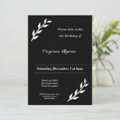 Invitation d'anniversaire noir et blanc avec ornem (Debout devant)