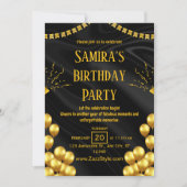 Invitation d'anniversaire noir et jaune (Devant)