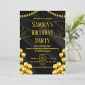 Invitation d'anniversaire noir et jaune (Debout devant)