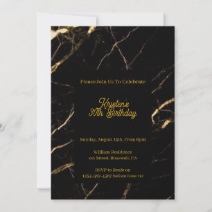 Invitation d'anniversaire noir et or