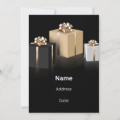 Invitation d'anniversaire noir et or (Dos)