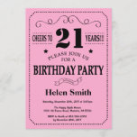 Invitation d'anniversaire Noir et rose<br><div class="desc">21e Invitation Anniversaire Typographie Noire et Rose. Arrière - plan noir et rose. Anniversaire adulte. Hommes ou femmes, anniversaire. Enfants Garçon ou fille Ado Anniversaire adolescente Invitation . 13e 15e 16e 18e 20e 21e 30e 40e 50e 60e 70e 80e 90e 100e. N'Importe Quel Âge. Pour plus de personnalisation, cliquez sur...</div>