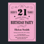 Invitation d'anniversaire Noir et rose<br><div class="desc">21e Invitation Anniversaire Typographie Noire et Rose. Arrière - plan noir et rose. Anniversaire adulte. Hommes ou femmes, anniversaire. Enfants Garçon ou fille Ado Anniversaire adolescente Invitation . 13e 15e 16e 18e 20e 21e 30e 40e 50e 60e 70e 80e 90e 100e. N'Importe Quel Âge. Pour plus de personnalisation, cliquez sur...</div>