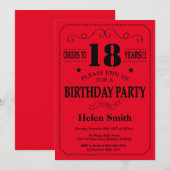 Invitation d'anniversaire Noir et Rouge (Devant / Derrière)