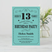 Invitation d'anniversaire Noir et Turquoise (Debout devant)